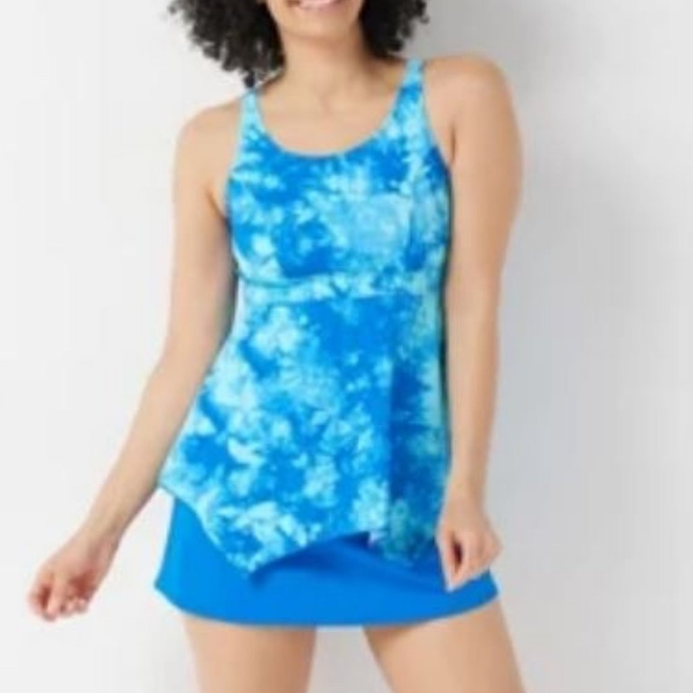 Denim & Co Handkerchief Hem Tankini Top and Skirt